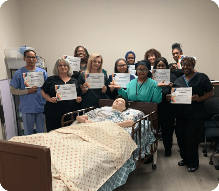 a group of nurses holding a certificate