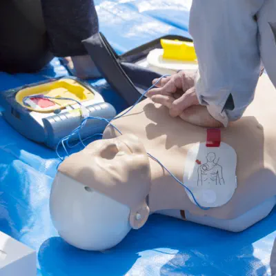 A medical student practicing CPR